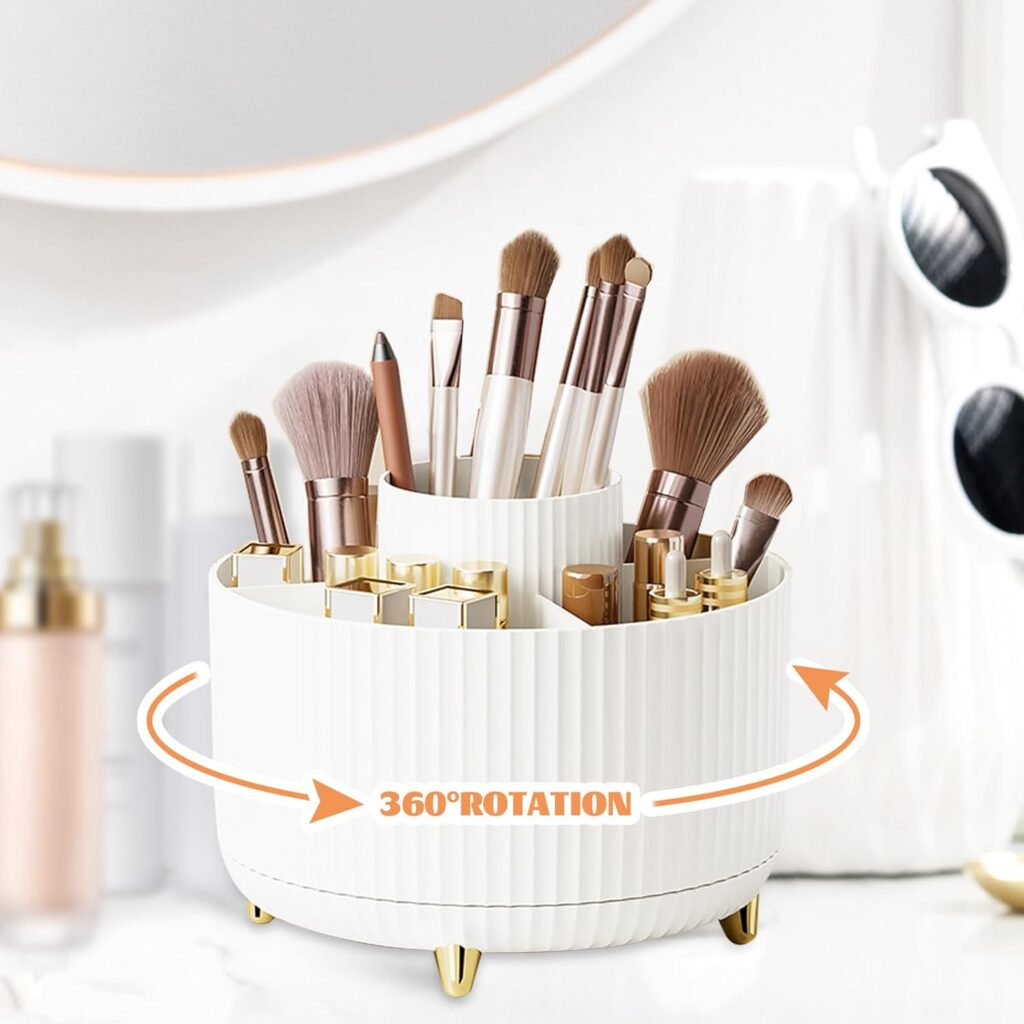 360 rotating makeup brush organizer